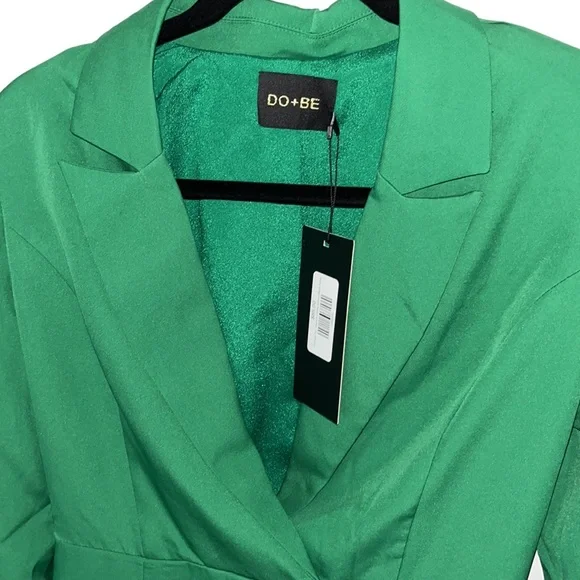 DE+BE NWT medium grass green blazer dress with side zip - Picture 2 of 5